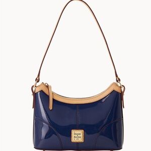 Dooney & Bourke Glossy Navy and Tan Shoulder Bag